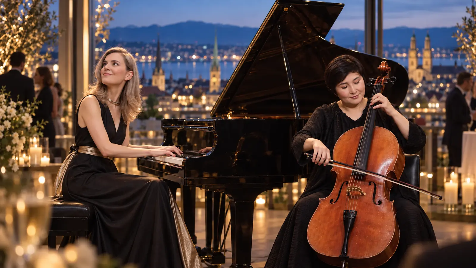 SwissDuo mit Klavier und Cello bei einem eleganten Apéro
