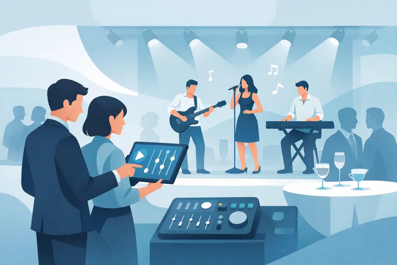 Scegli la musica di sottofondo dal vivo per il tuo evento aziendale.