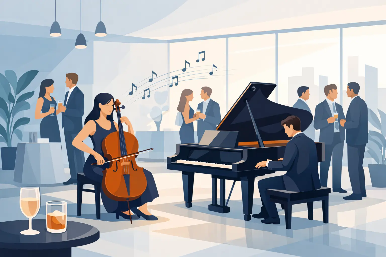 Plan a company reception with live music