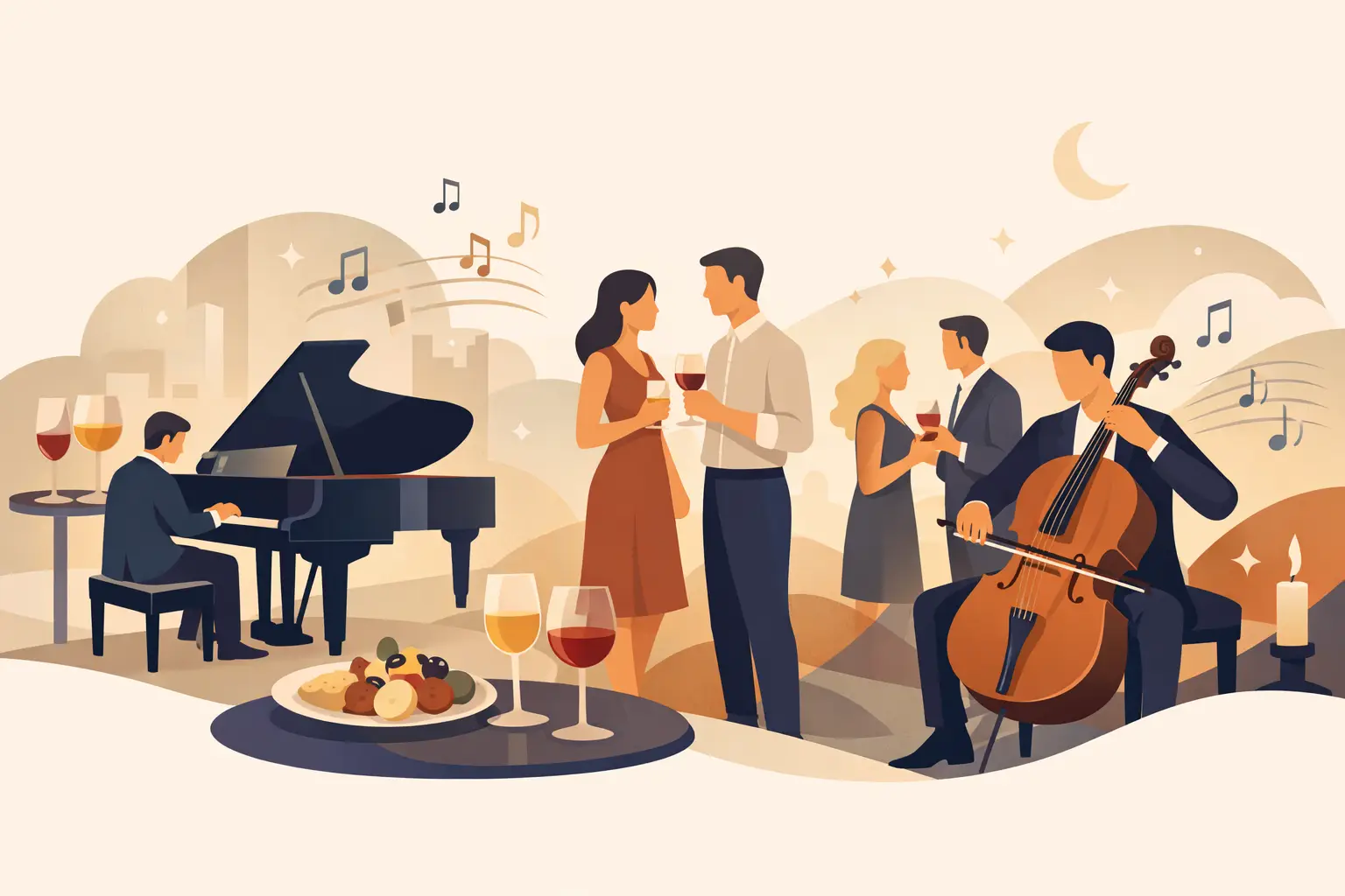 Accompagner un apéritif atmosphérique de musique